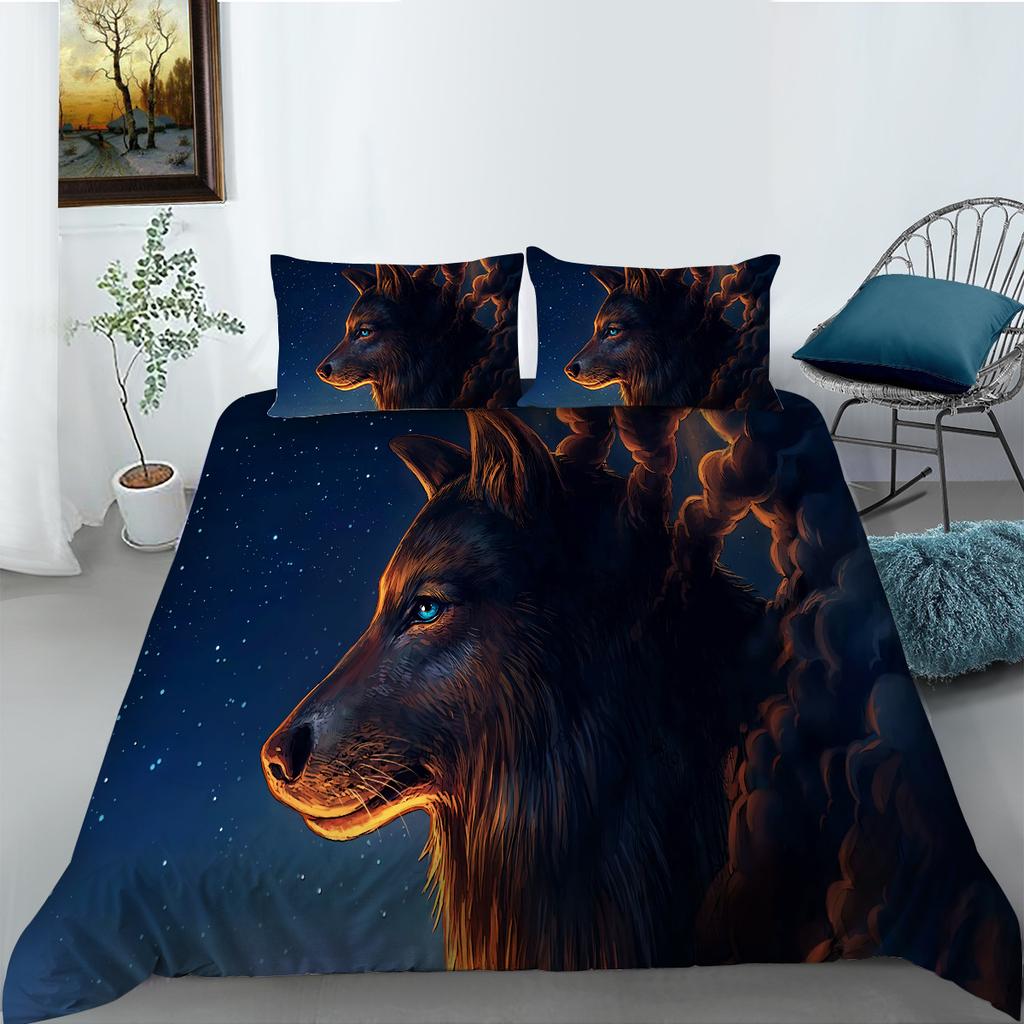 Etc Creative Wolf Series Digital Printing Bedding Two Or Three Piece Set Polyester