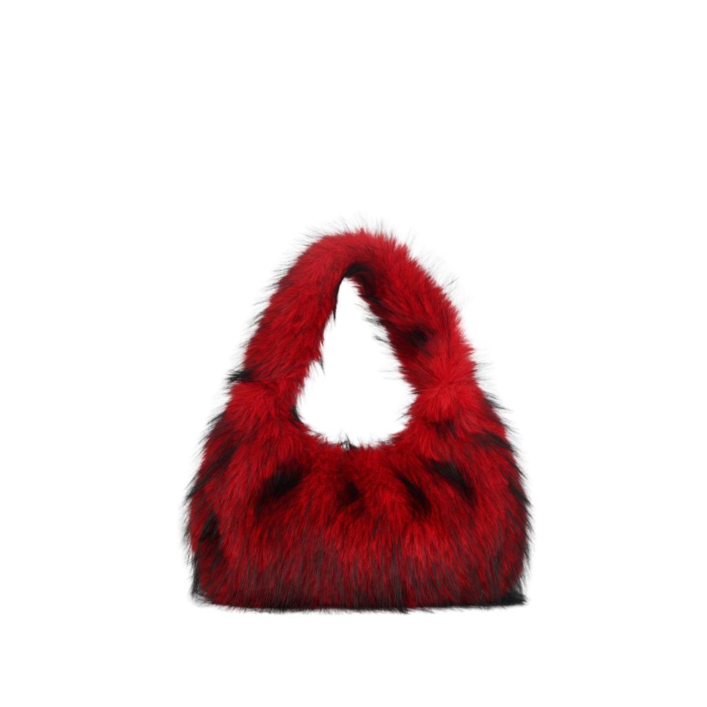 Autumn Winter New Faux Raccoon Fur Fluffy Handbag Women's Fashion Shoulder Bag Clutch Small Square Bag Soft Comfortable Versatile