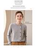 Women's Red Cashmere Round Neck Cardigan - Solid Color, Side Button, Loose, Slimming Knit Outerwear