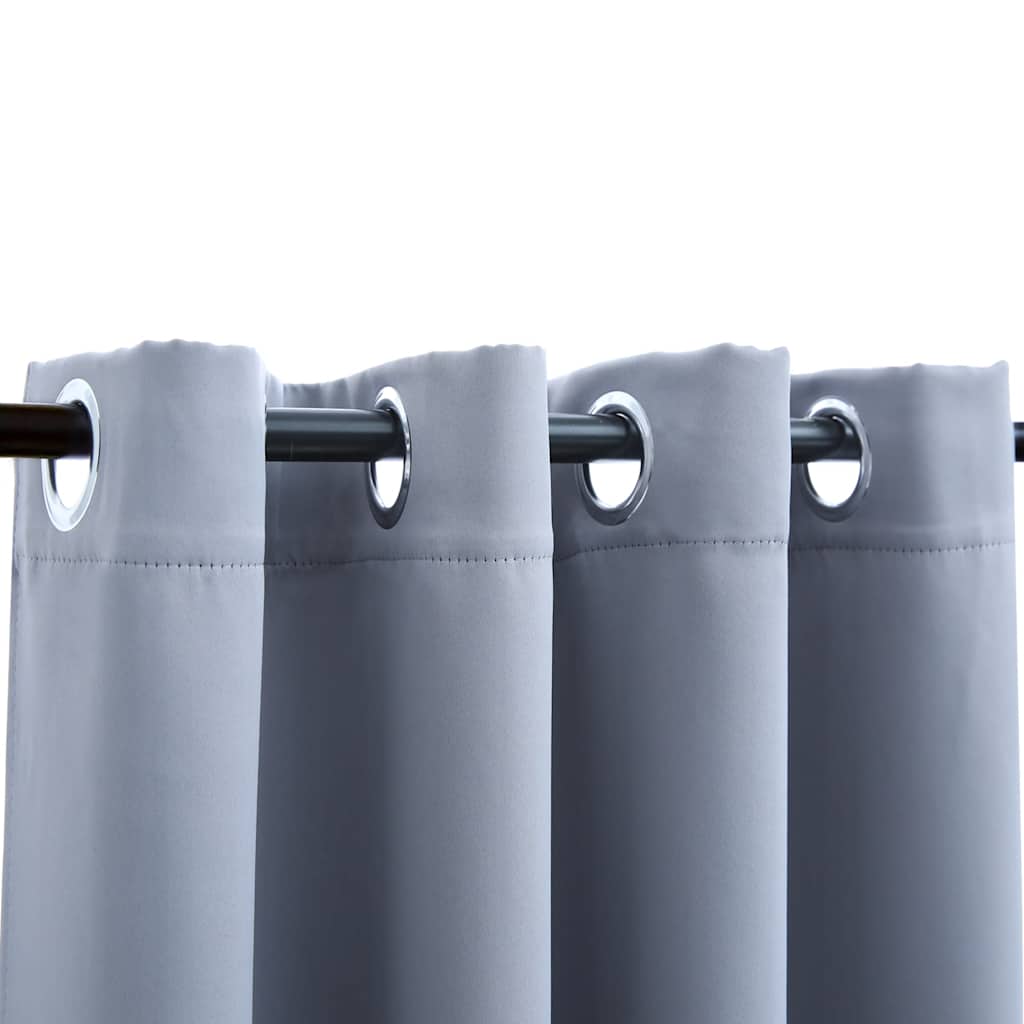 Blackout Curtain with Metal Grommets Gray 290 x 245 cm