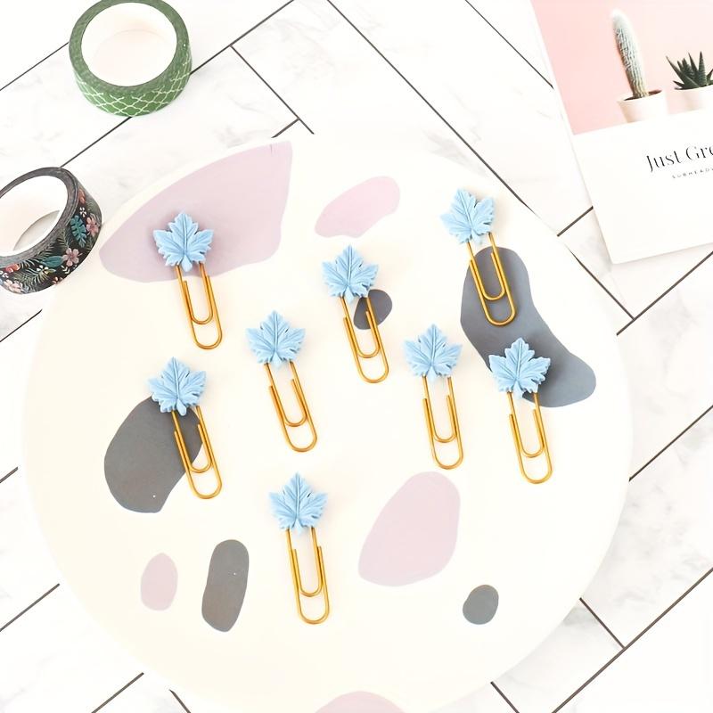 4 шт., креативная красочная форма кленового листа, скрепка, закладка, милая пластиковая упаковка, зажим для книг, аппаратный держатель для закладок