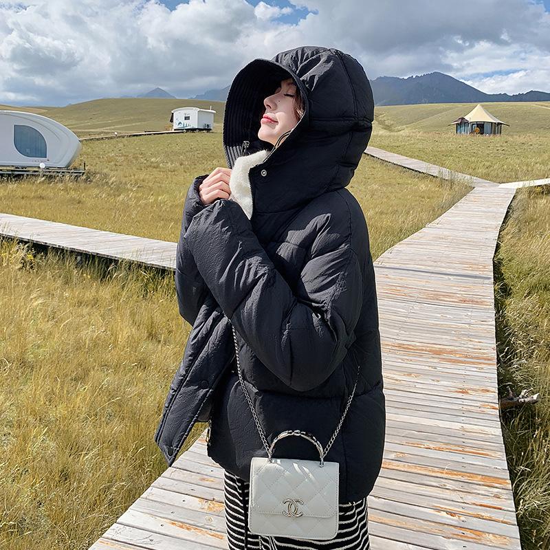 Осень-зима 2023, новый пуховик с капюшоном и бутоном цветка, студентка, короткое утолщенное модное пальто «хлеб»