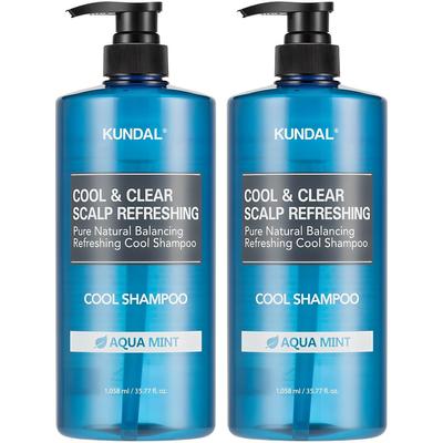 Освежающий шампунь для кожи головы Kundal Cool & Clear с ароматом аквамяты, 1,058 л, 2 шт.
