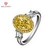 Yellow Zircon Ring For Women Ladies Girl Silver Color Jewelry Party Gift With Oval Shape Stone Wedding Party Gift