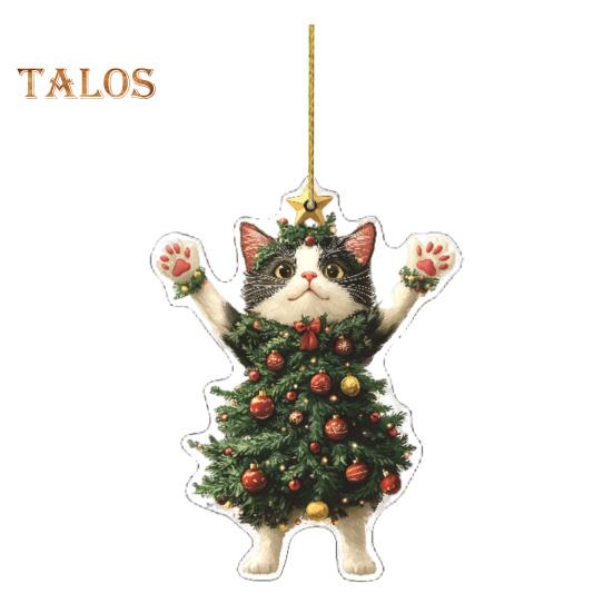 1/2 шт. Рождественский кулон, украшение в виде рождественского шара, украшение в форме кошки, праздничное подвесное украшение со шнурком, рождественский подарок
