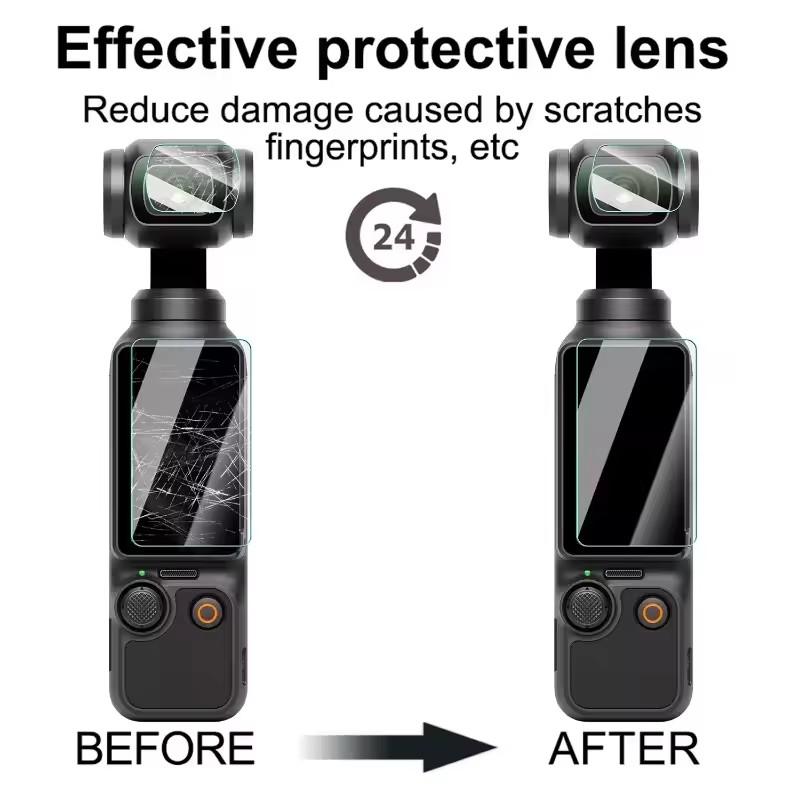 Пленка из закаленного стекла для DJI OSMO Pocket 3 Защитная пленка для экрана Защитная пленка для объектива от царапин Защитная крышка для аксессуаров DJI Pocket 3