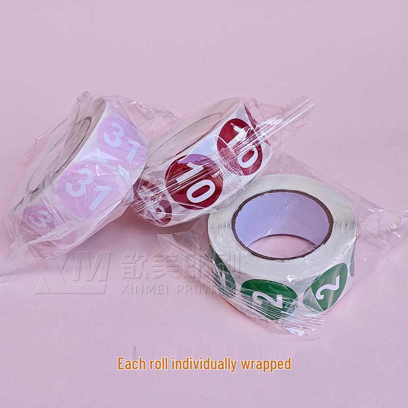 Самоклеящиеся круглые наклейки с номерами 1-33 – Цветные этикетки-идентификаторы в рулоне