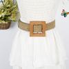 Womens Woven Cotton Linen Waist Belt With Large Round Buckle For Summer Beach Outfits
