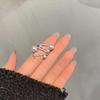 Ring Women'S Fashion Personality Winding Diamond-Set Pearl Ring Opening Tide Cold Wind Index Finger Ring