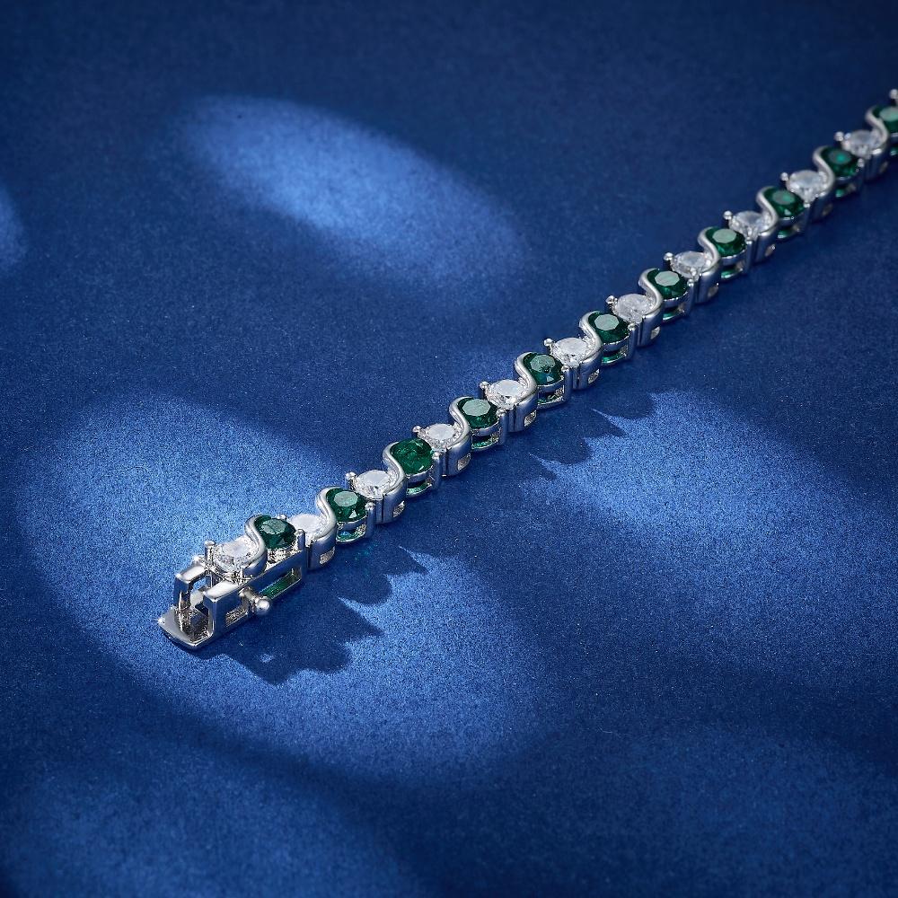 Зеленый белый браслет круглой формы с кубическим цирконием 4 мм для женщин, теннисные свадебные браслеты