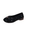 Shoes for Women 2024 Fashion Basic Women's Flats Outdoor Daily Flats Women Bling Bow Tie Round Toe Slip On Low Heel Shoes Female