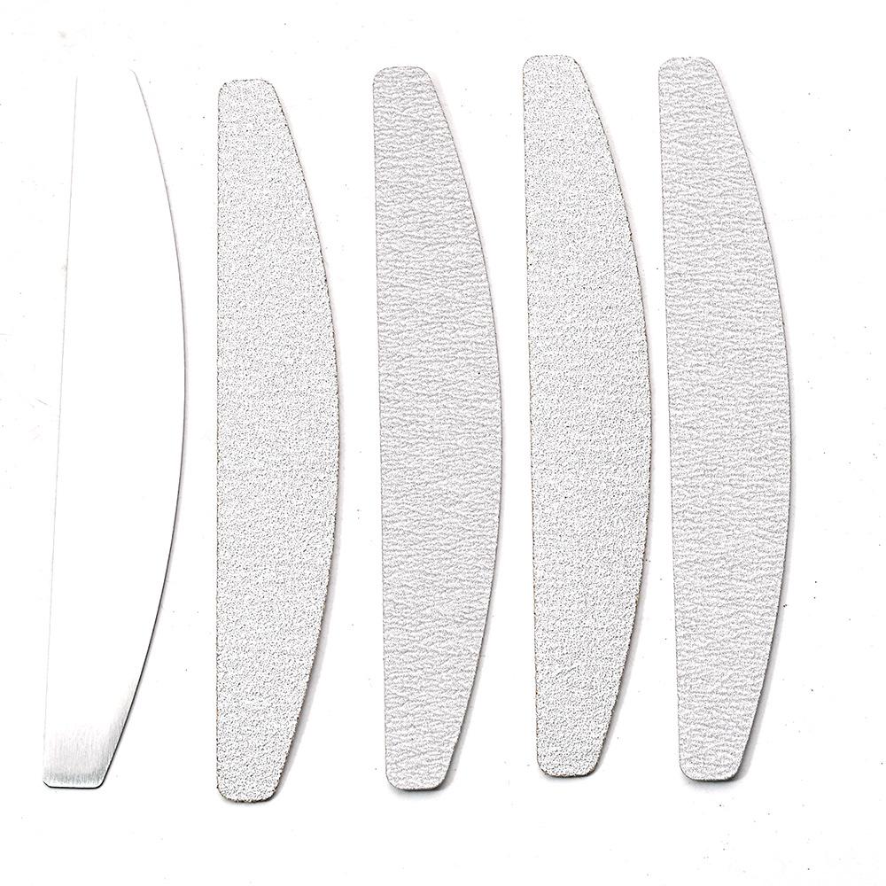 Tearable Gray-White Sanding Sheets: Replaceable Half-Moon Nail File with Stainless Steel Core for Shaping and Nail Art