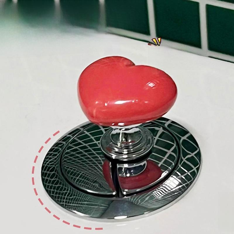 Colorful Heart-Shaped Toilet Flush Button Cover