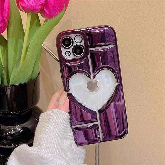 Роскошный чехол для телефона с покрытием Love Heart для iPhone 14 Plus 15 12 11 13 Pro Max, прозрачный полый чехол для дисплея, противоударная мягкая задняя крышка