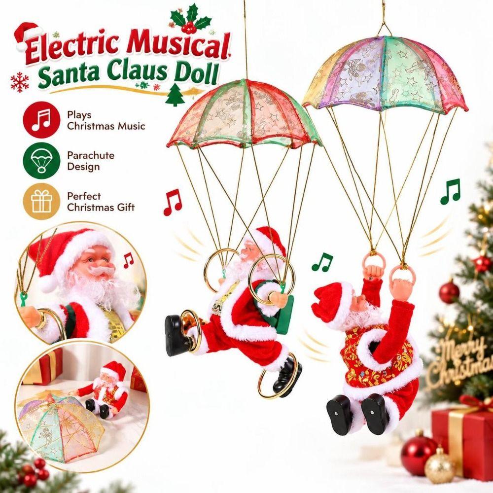 Merry Christmas Electric Dancing Santa Claus Doll Parachute Santa Claus Pendant Xmas Party Decor