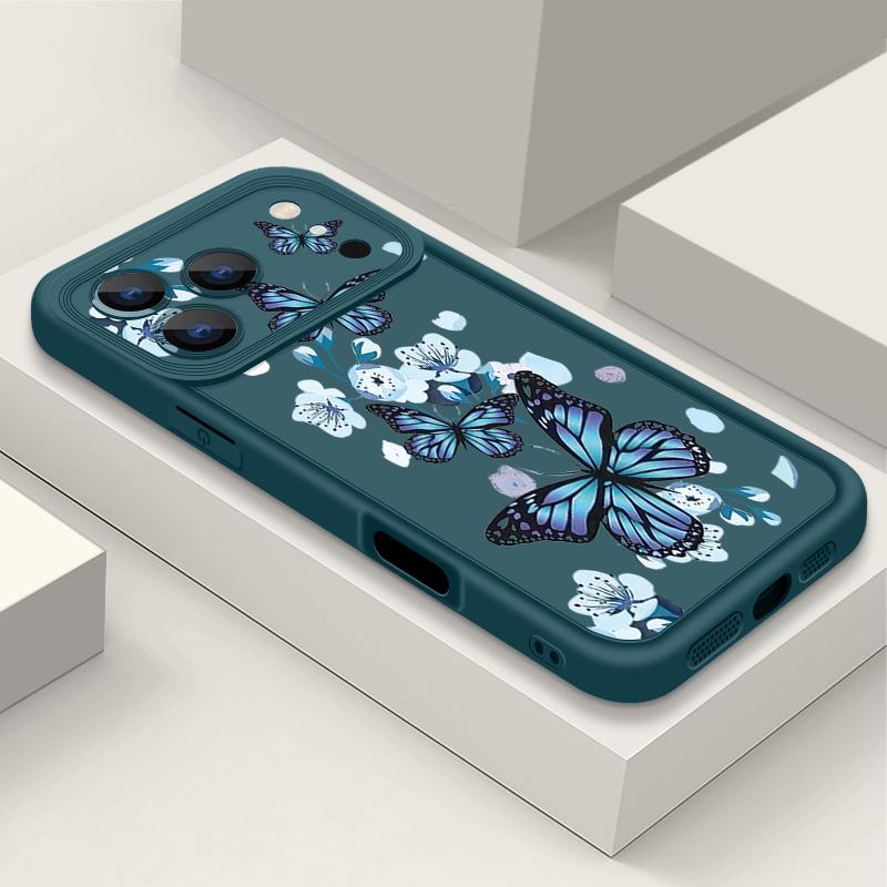 Soft TPU Phone Case For iPhone 17 Pro 15 16 Pro Max 14 13 Pro Max 16e 17e Shockproof Black Butterfly Printed Silicone Back Cover