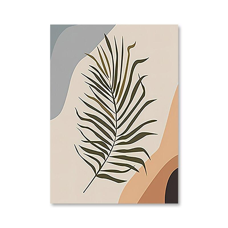 Абстрактные геометрические линии листьев, современные постеры, холст, картина, настенная художественная печать, картина для спальни, гостиной, интерьера, домашнего декора