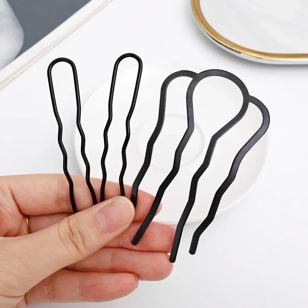 Girls Black Metal Hair Fork Clip for Women Hair Pin Combs Messy Bun Hairpin Clip Side Combs Updo Sticks Hair Styling Tool