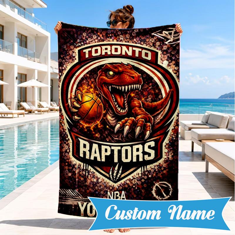 Custom Name Toronto basketball Logo Personalized Microfiber Beach Towel, Quick-Dry, Ideal for Summer Travel, Beach Essential, Swimming