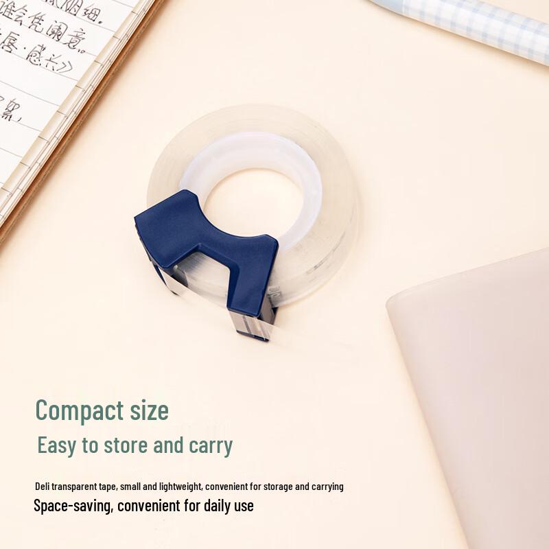 Deli 30038 Easy-Tear Transparent Stationery Tape with Dispenser