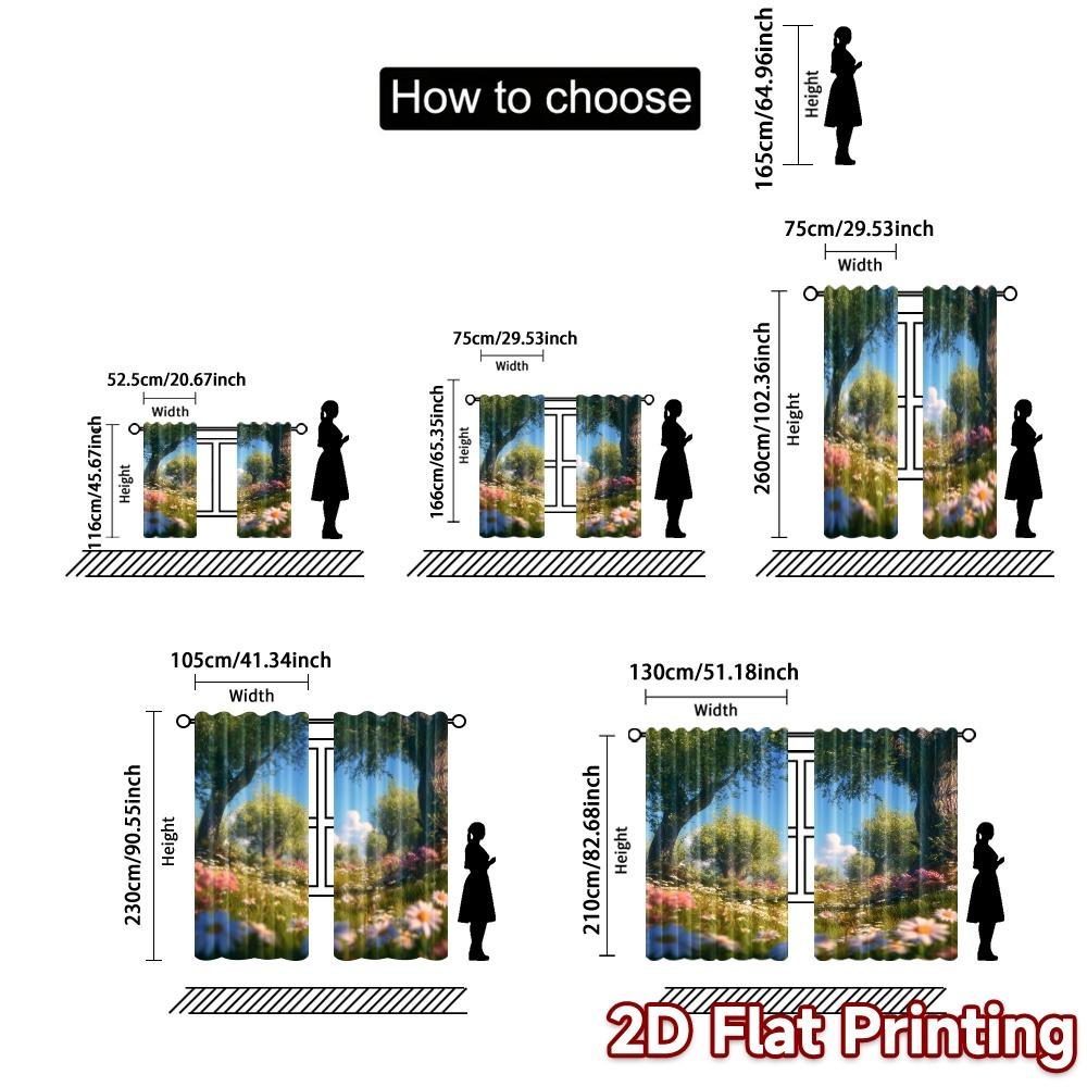 Набор из 2 современных плоских печатных штор без карниза Springmeadow Curtain Полиэстеровые Декорации для дома Идеальные