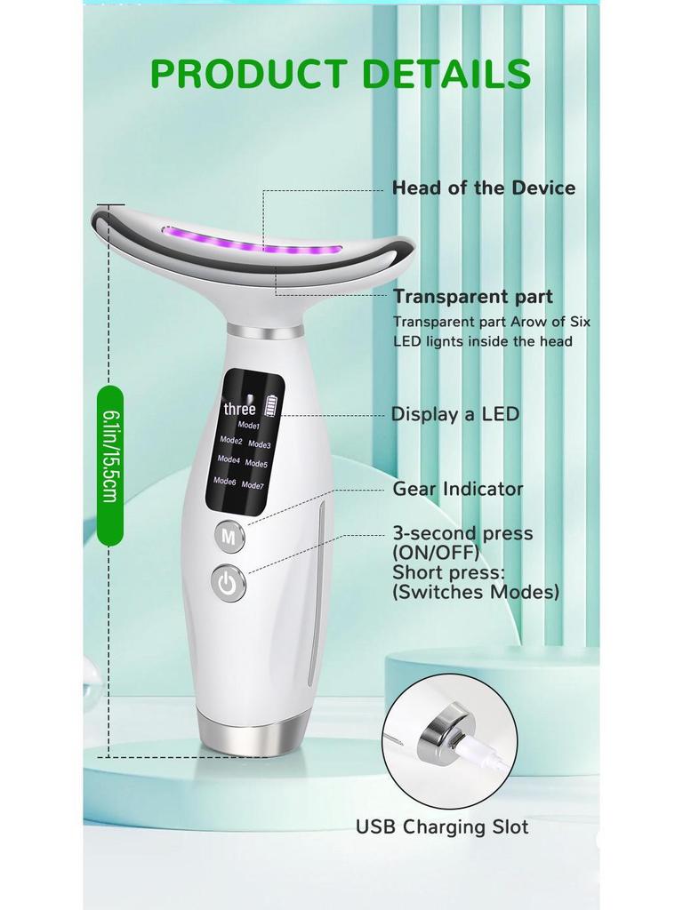 Seven-Color Light Portable Facial and Neck Beauty Massager