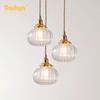 Retro Glass Pendant Light Nordic Dining Room Pendant Lamp Creative Minimalist E27 Transparent Lampshade Bar Restaurant Lighting