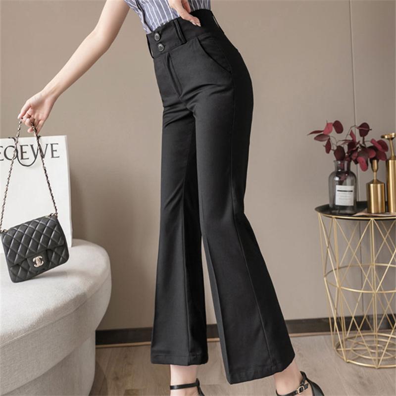 Harajuku OL Office Summer High Waist Summer Women's Wide Leg Capris Flare Pants for Women Baggy Suit Pants Woman Trousers