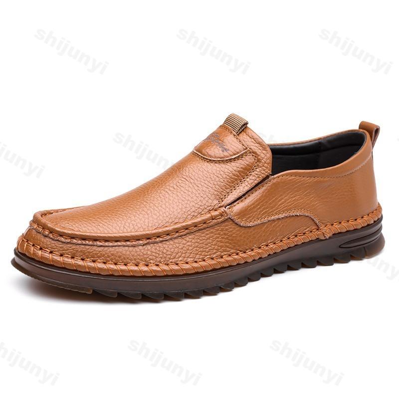 Модная осенняя мужская повседневная обувь для вождения, дизайнерские модные лоферы, однотонные, больших размеров, с мягкой подошвой, нескользящая обувь, удобная кожаная обувь