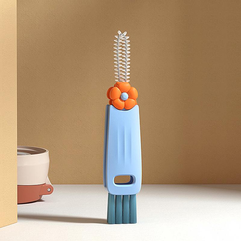 Щетка для крышки цветочной чашки, щетка для чистки пазов в углублениях чашек, щетка для чистки стаканов для воды «три в одном», щетка для чистки бутылок с трубочкой