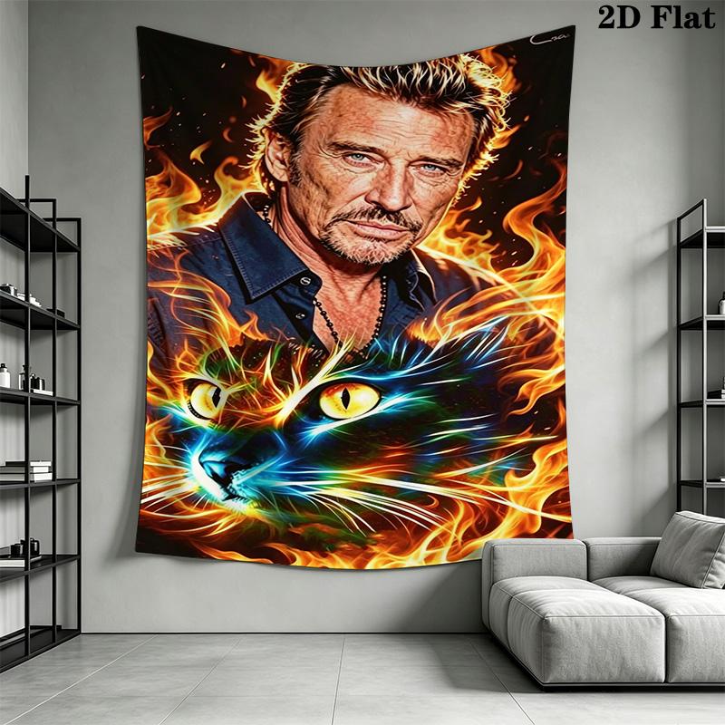 Johnny Hallyday Rock Legend Remembered Tapestry Background Cloth Fashion Print Christmas Gift Work Of Art Background Wall Hanging Cloth