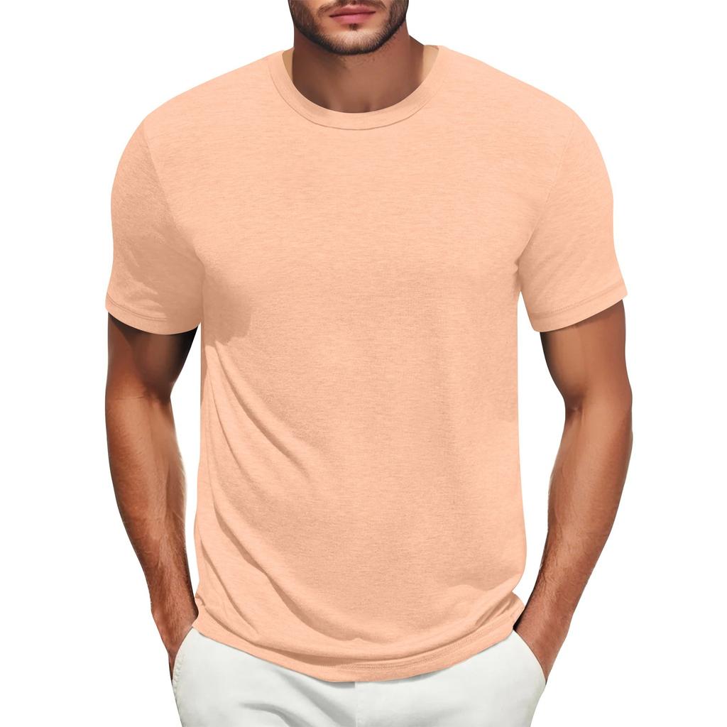 Men's Casual Fashion Comfort Solid Color Round Neck Pullover Sweatshirt Tops