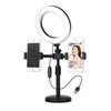Dual Phone Position Fill Light Phone Holder Stable Base LED Circular Light  Video