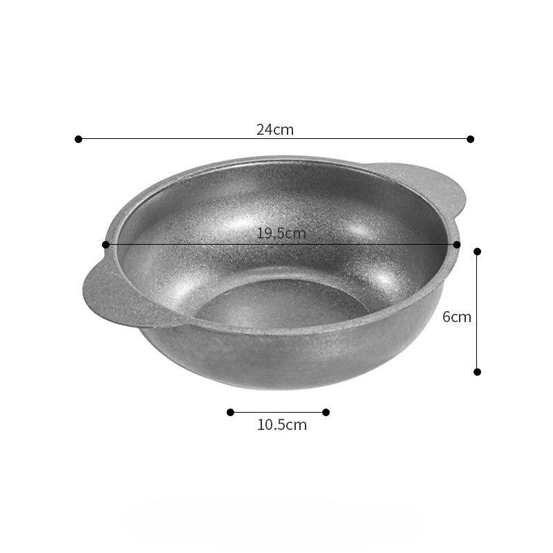 BEPAN 1PC Vintage Stainless Steel Dry Pot Round Plate Commercial Double Ear Pan Fried Chicken Snack Plate Restaurant Tableware