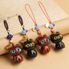 Wooden Cat Keychain Anime Cute Mobile Phone Chain Car Wooden Pendant Personality Creative Cute Keychain Accessories