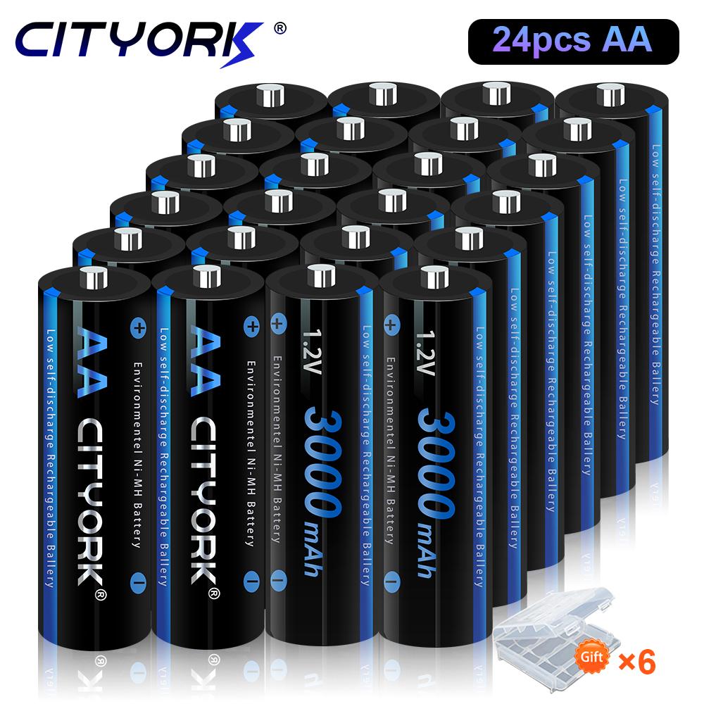 Cityork Аккумулятор AA 1,2 В AA 3000 мАч 1,2 В Ni-MH 100% оригинальные батарейки типа АА для игрушек-камер
