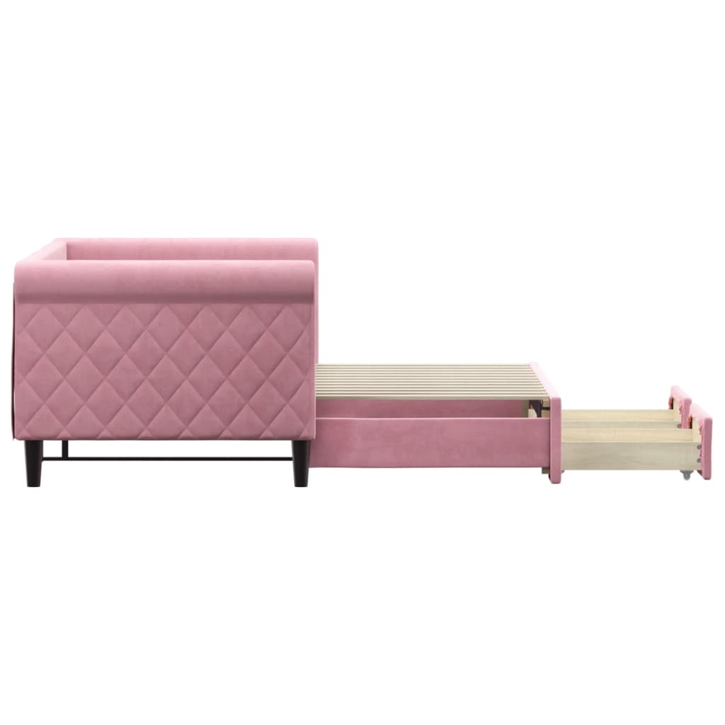 Pull Out Daybed with Drawers Pink 80x200 cm Velvet