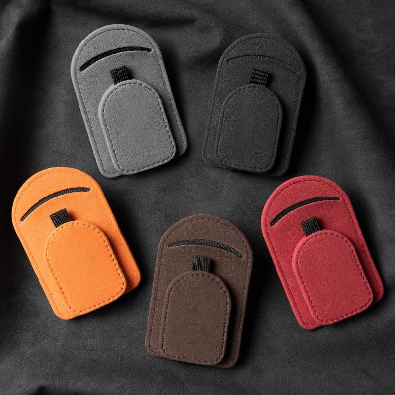 Auto Magnetic Leather Car Visor Sunglasses Holder Ticket Card Clips For Porsche Panamera Macan Boxster Cayman Cayenne 911 718 IK8
