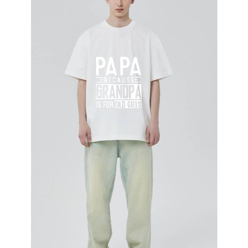 Футболка черная Папа Потому что Дедушка для стариков Принт Мужская повседневная одежда