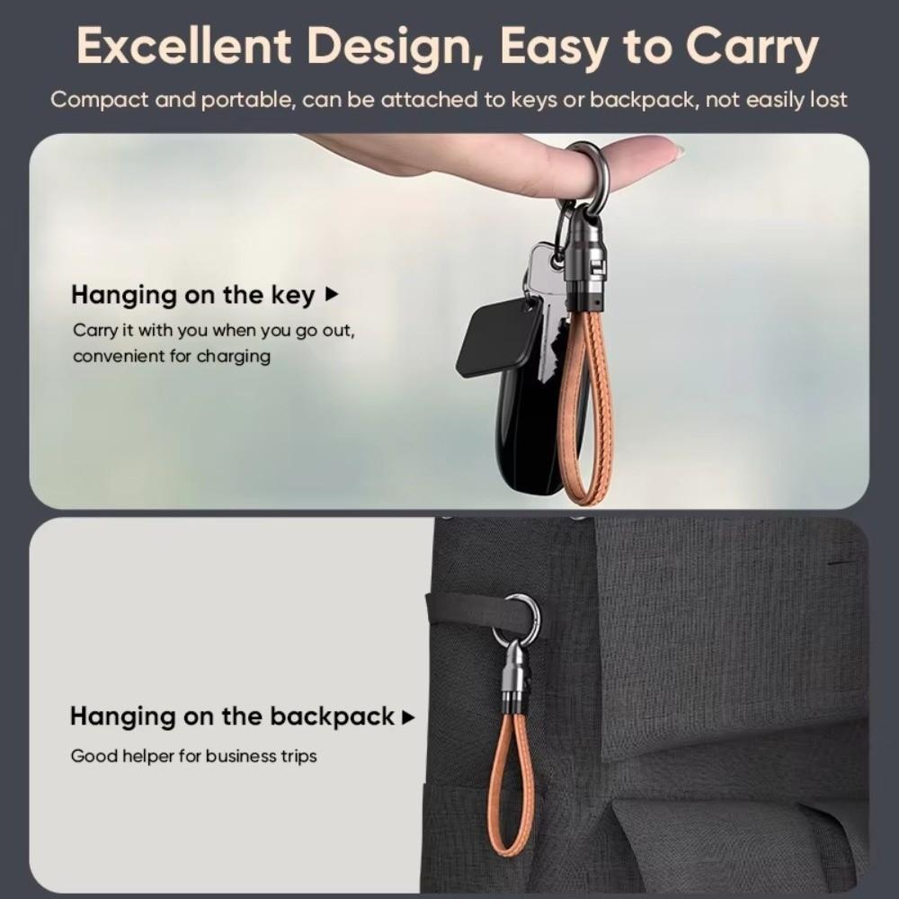 Leather Lanyard Keychain Fast Charging Cable 240W Keychain Cable PD3.0 USB C Cable For Tablet