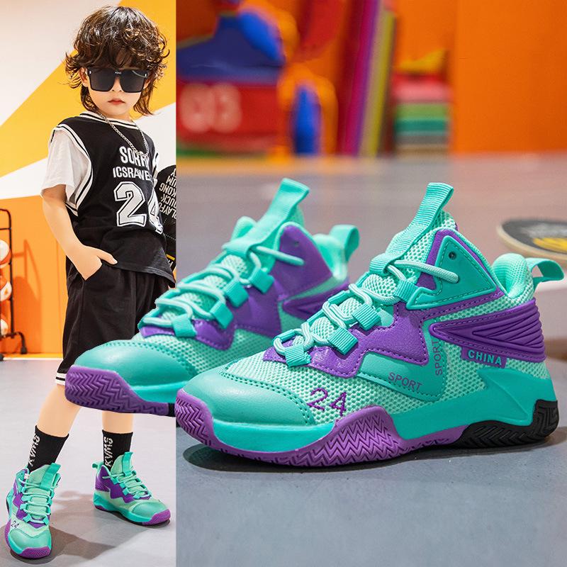 Breathable Mesh Boys Basketball Shoes Big Kid Running Sneakers Casual Stylish Children Footwear