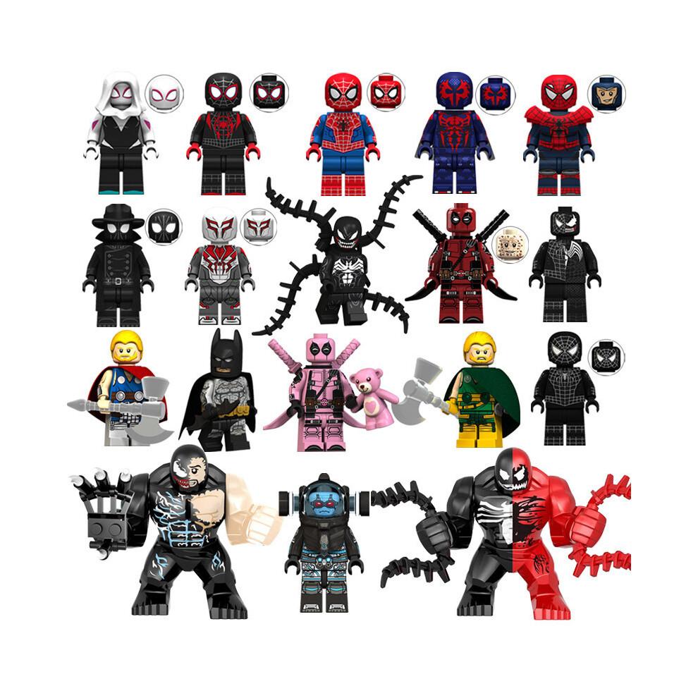 24pcs Superhero Venom Iron Man Spider-Man Hulk Hawkeye Superman Loki Deadpool Building Blocks Figurine Toys