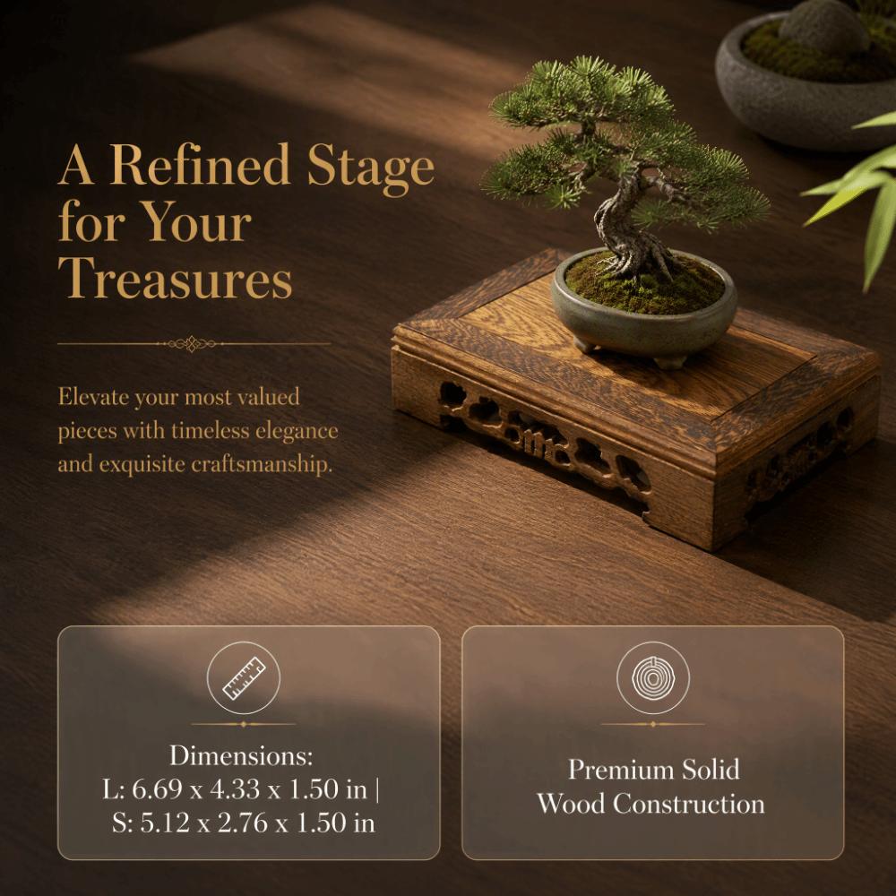 1PC Carved Design Wood Carved Pedestal Antique Finish Oriental Display Base Home Decoration