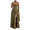 2026 New Cross-border Women's Clothes Elegant Sexy Back Pressure Pleated Split Suspender Dress