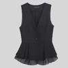 2025 Women's Slim Fit Korean Style Chiffon Waistcoat - Spring/Autumn Sleeveless Jacket