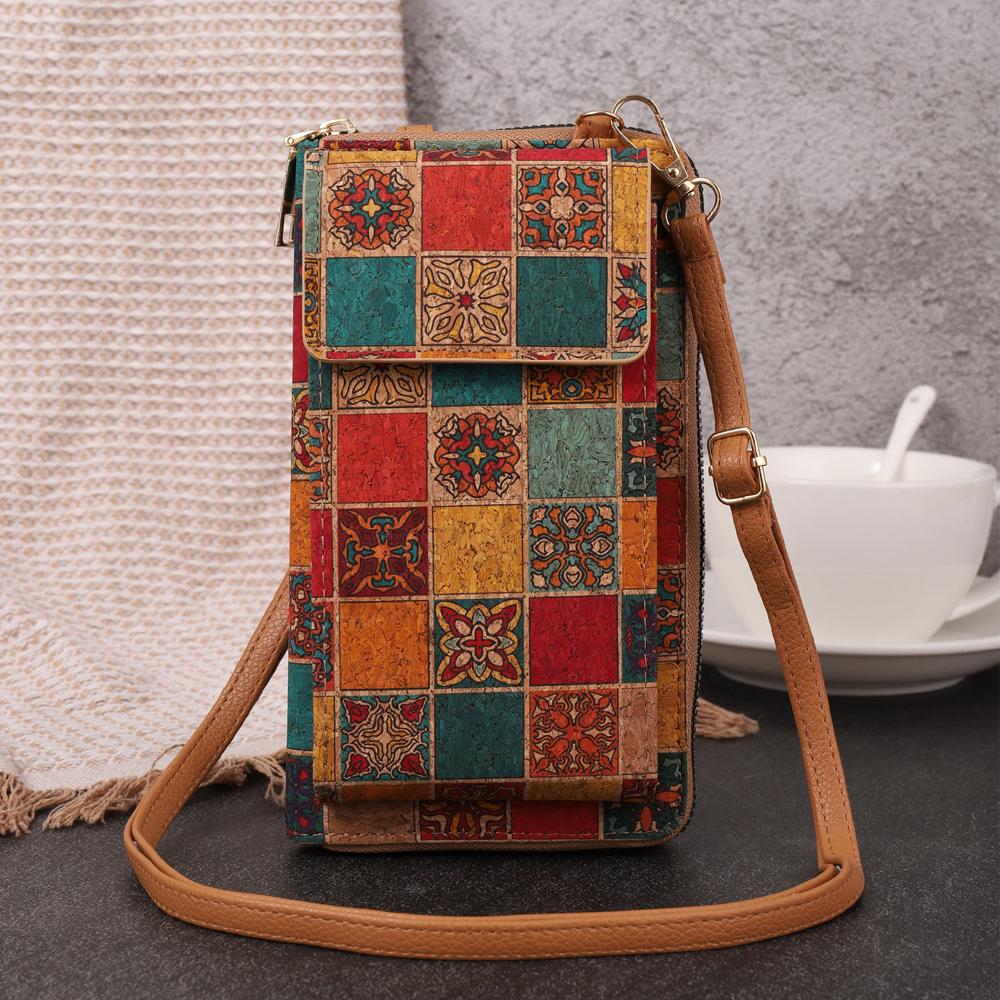 Retro Bohemian Style Wallet Flap Crossbody Bags Women Mini PU Leather Shoulder Purses and Handbags for Girls Ladies Phone Flower Designer Bag