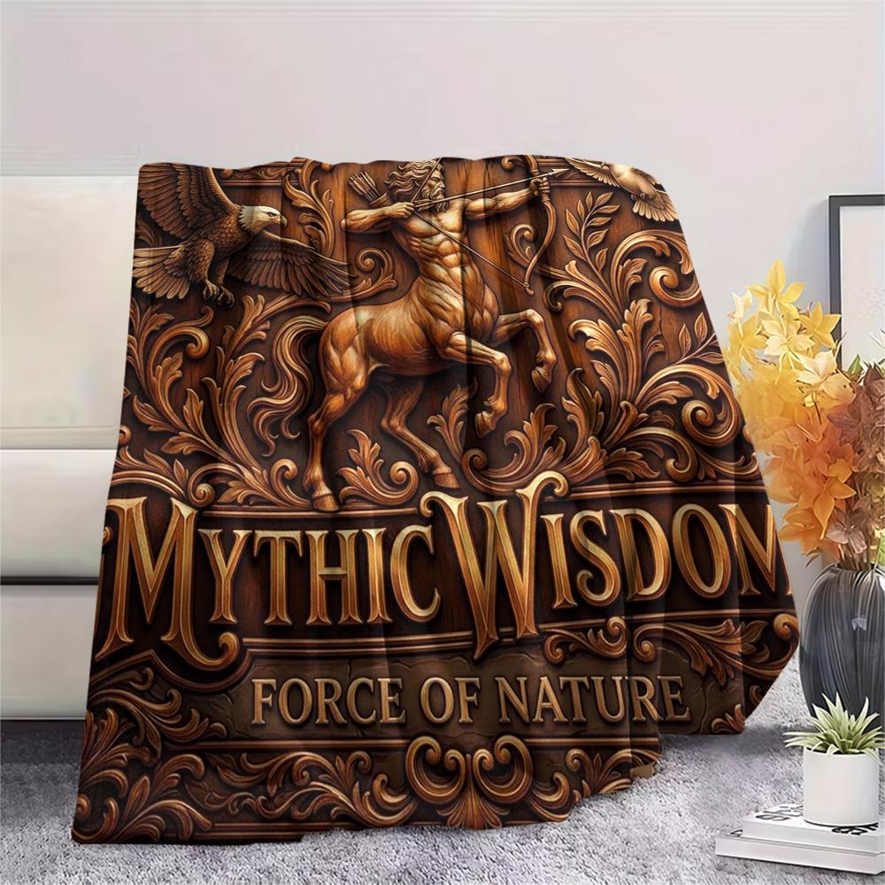 1Pc Centaur Print Flannel Blanket, High quality Comfortable for All Seasons, Home Decor, Warmth and Comfort, Perfect for Christmas Gifts