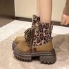Ботильоны на платформе с леопардовым принтом, женские кроссовки, повседневные спортивные туфли «Челси», замшевые, зимние, 2024 года, трендовые, массивные, женские, Zapatillas