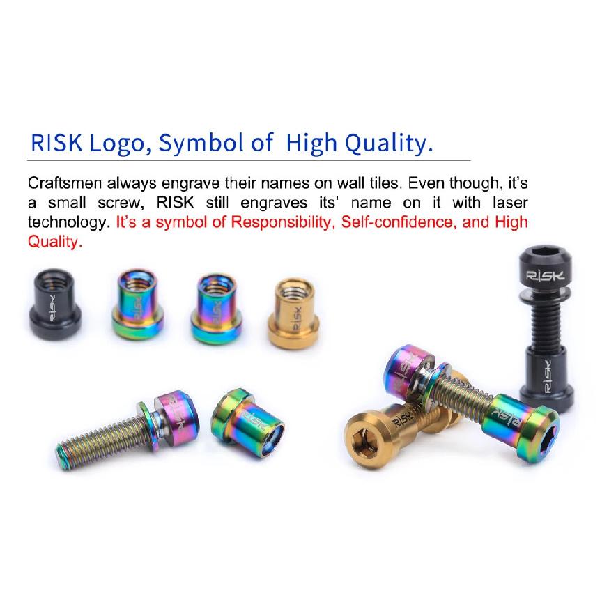 Risk M5 18mm 20mm Carbon Stem Screw Mtb Bicycle Titanium Bolts Road Bike Handlebar Table Bridge Screw Power Riser Pipe Fixed Nut
