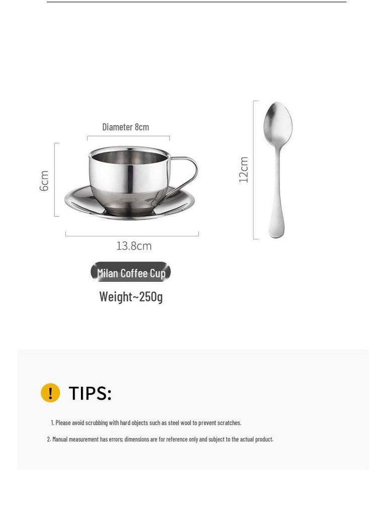 Набор из 2-х двойных термокружек для кофе Milan Luxe из нержавеющей стали